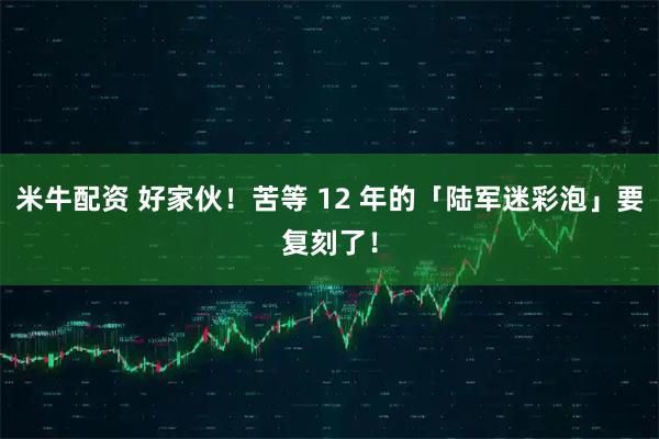 米牛配资 好家伙！苦等 12 年的「陆军迷彩泡」要复刻了！