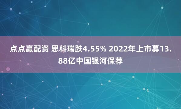 点点赢配资 思科瑞跌4.55% 2022年上市募13.88亿中国银河保荐