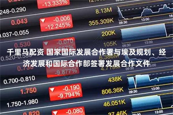 千里马配资 国家国际发展合作署与埃及规划、经济发展和国际合作部签署发展合作文件