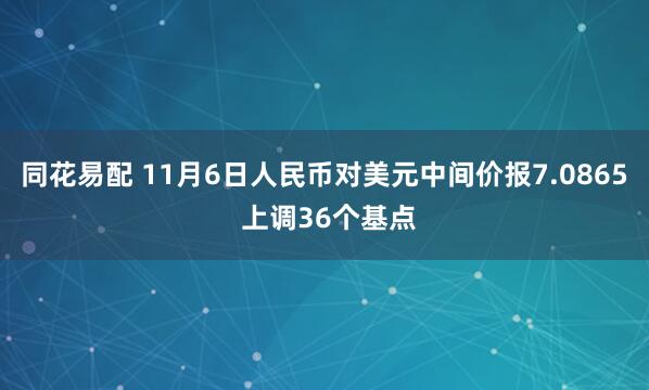 同花易配 11月6日人民币对美元中间价报7.0865 上调36个基点